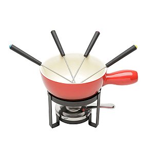 APARELHO FONDUE 8PC FERRO PINTURA EPOXY CERÂMICA VERMELHO