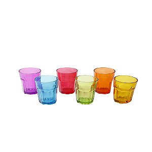 CJ 6 COPOS DE VIDRO FACES COLORIDO 50ml