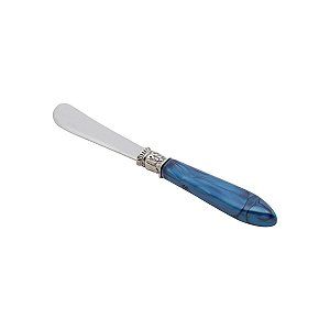 CJ 4 ESPÁTULAS AÇO INOX CABO PLÁSTICO MOTHER PEARL AZUL 16cm