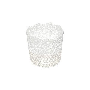 CESTA DE PLÁSTICO CROCHÊ DELICATE BRANCA 16x15cm
