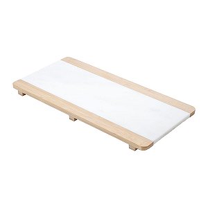 BANDEJA DE MÁRMORE C/BASE DE BAMBU 40x20x2cm