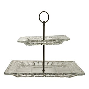 CENTRO DE MESA 2 ANDARES DE CRISTAL QUADRATTA 28x2,5cm/19x2
