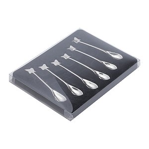CJ 6 COLHERES P/CAFÉ DE ZAMAC SILVER PLATED BUTTERFLY 11cm
