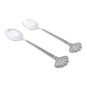 CJ 2 COLHERES P/SALADA DE ZAMAC NIQUELADO PAVÃO 27cm