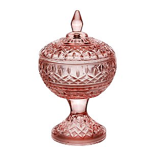 POTICHE DECORATIVA CRISTAL C/PÉ LYS ROSA 11x18cm