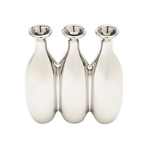 VASO DECORATIVO CERÂMICA PRATEADO 14x6x16cm