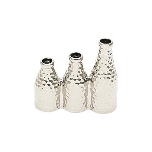 VASO DECORATIVO CERÂMICA PRATEADO 18x6x16cm