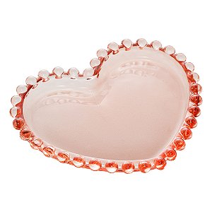 CJ 4 PRATOS CRISTAL CORAÇÃO PEARL ROSA 12x10x1cm