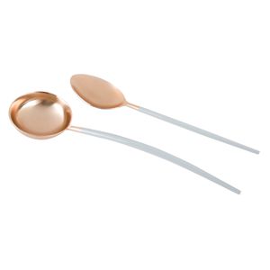CJ 2PC AÇO INOX P/SERVIR KYOTO ROSÉ GOLD/CINZA