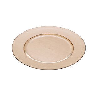CJ 6 SOUSPLATS PATINADO DE PLÁSTICO OPALA BEGE 33cm