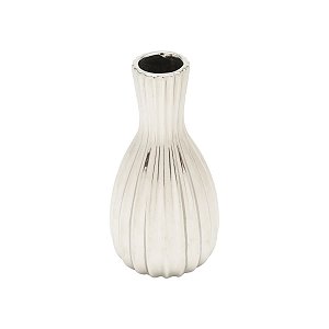 VASO DECORATIVO CERÂMICA PRATEADO 8x15cm