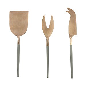 CJ 3PC AÇO INOX P/QUEIJO KYOTO ROSÉ GOLD/CINZA