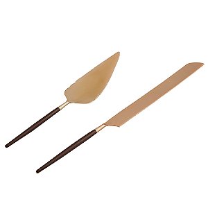 CJ 2PC AÇO INOX P/BOLO KYOTO ROSÉ GOLD/CARMIM