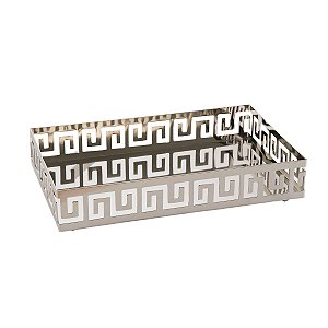 BANDEJA C/PÉ DE AÇO INOX 31x19x6,5cm