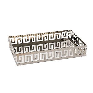 BANDEJA C/PÉ DE AÇO INOX 52x32x6,5cm