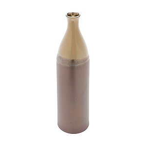 VASO DECORATIVO CERÂMICA MARROM 10x38cm