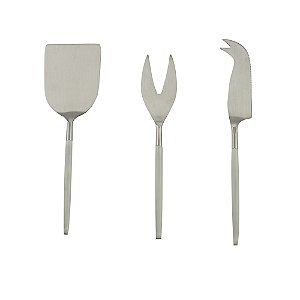 CJ 3PC AÇO INOX P/QUEIJO KYOTO INOX/OFF WHITE