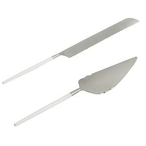 CJ 2PC AÇO INOX P/BOLO KYOTO INOX/OFF WHITE