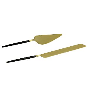CJ 2PC AÇO INOX P/BOLO KYOTO DOURADO/PRETO