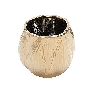 VASO DECORATIVO CERÂMICA DOURADO 20x18cm