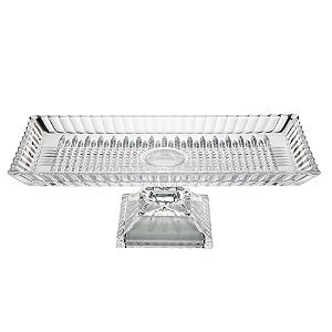 TRAVESSA CRISTAL C/PÉ RETANGULAR QUEEN 34x17x11cm