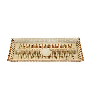 TRAVESSA CRISTAL RETANGULAR QUEEN ÂMBAR 34x17cm