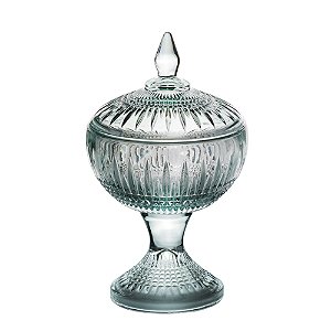 POTICHE DECORATIVA CRISTAL C/PÉ QUEEN VERDE 11x18cm
