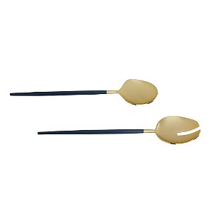 CJ 2PC AÇO INOX P/SALADA KYOTO DOURADO/AZUL