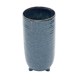 VASO DECORATIVO CERÂMICA AZUL 15x29cm