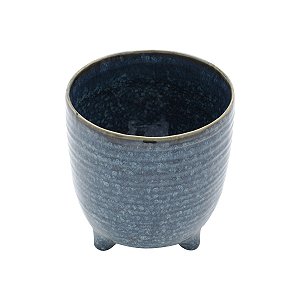 VASO DECORATIVO CERÂMICA AZUL 13x14cm