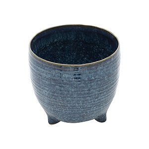 VASO DECORATIVO CERÂMICA AZUL 17x16cm