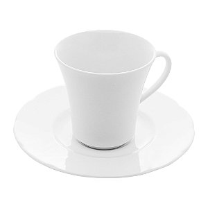 CJ 6 XÍCARAS CHÁ PORCELANA C/PIRES ADANA BRANCO 190ml