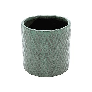 VASO DECORATIVO CERÂMICA VERDE 25x11cm
