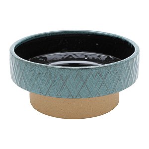 VASO DECORATIVO CERÂMICA AZUL 25x11cm