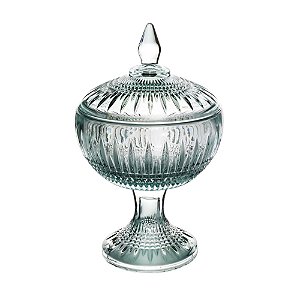 POTICHE DECORATIVA CRISTAL C/PÉ QUEEN VERDE 14x22cm