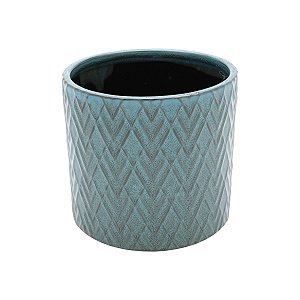 VASO DECORATIVO CERÂMICA AZUL 13x13cm