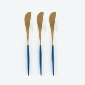 CJ 3 ESPÁTULAS AÇO INOX KYOTO DOURADO/AZUL