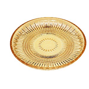 CJ 6 PRATOS CRISTAL SOBREMESA QUEEN ÂMBAR 20cm