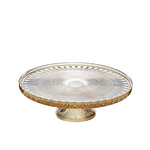 PRATO CRISTAL P/BOLO C/PÉ QUEEN ÂMBAR 32x11cm