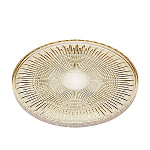 PRATO CRISTAL P/SERVIR C/PÉ QUEEN ÂMBAR 32cm