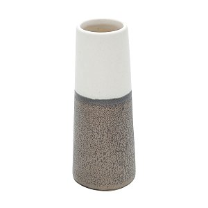 VASO DECORATIVO CERÂMICA BRANCO/MARROM 6x15cm