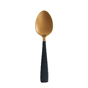 CJ 6 COLHERES AÇO INOX P/CAFÉ PISA ROSÉ GOLD/PRETO