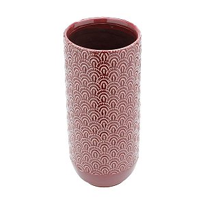 VASO DECORATIVO CERÂMICA VERMELHO/BRANCO 13x30cm