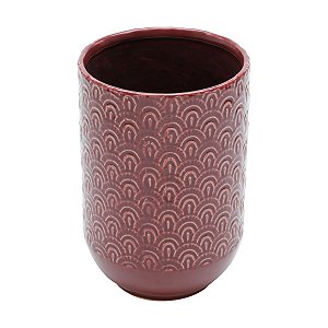 VASO DECORATIVO CERÂMICA VERMELHO/BRANCO 13x20cm