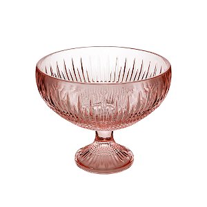 CENTRO DE MESA CRISTAL C/PÉ QUEEN ROSA 25x20cm