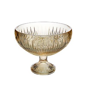 CENTRO DE MESA CRISTAL C/PÉ QUEEN ÂMBAR 25x20cm