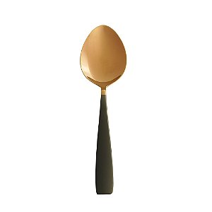 COLHER AÇO INOX P/SERVIR PISA ROSÉ GOLD/PRETO