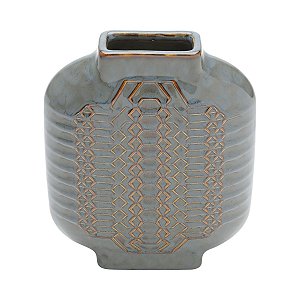 VASO DECORATIVO CERÂMICA CINZA 19x8x20cm