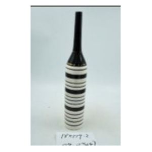 VASO DECORATIVO CERÂMICA PRETO/BRANCO 8x47cm