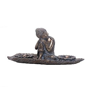 PORTA VELAS POLIRESINA BUDA 31x11x14cm